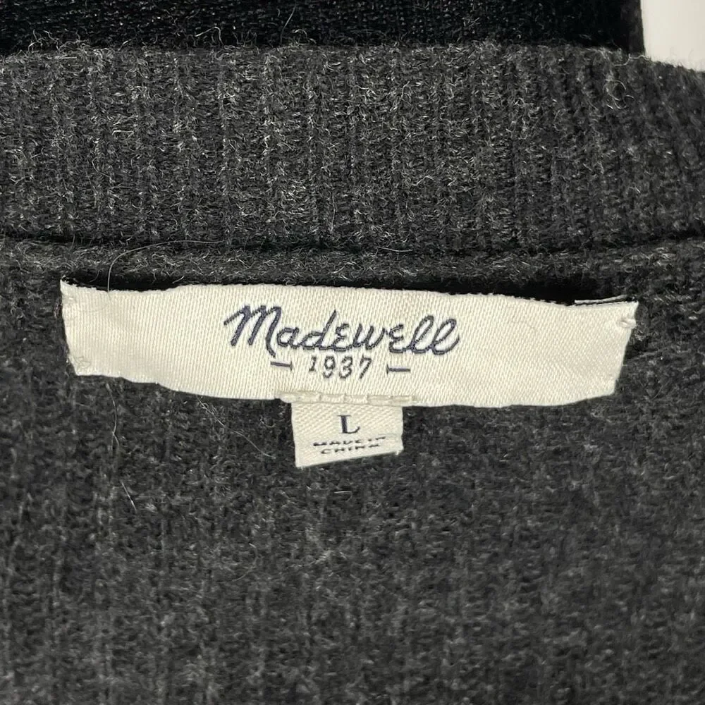 Madewell Gray Merino / Alpaca Cropped Ribbed‎ Sweater - Women’s L